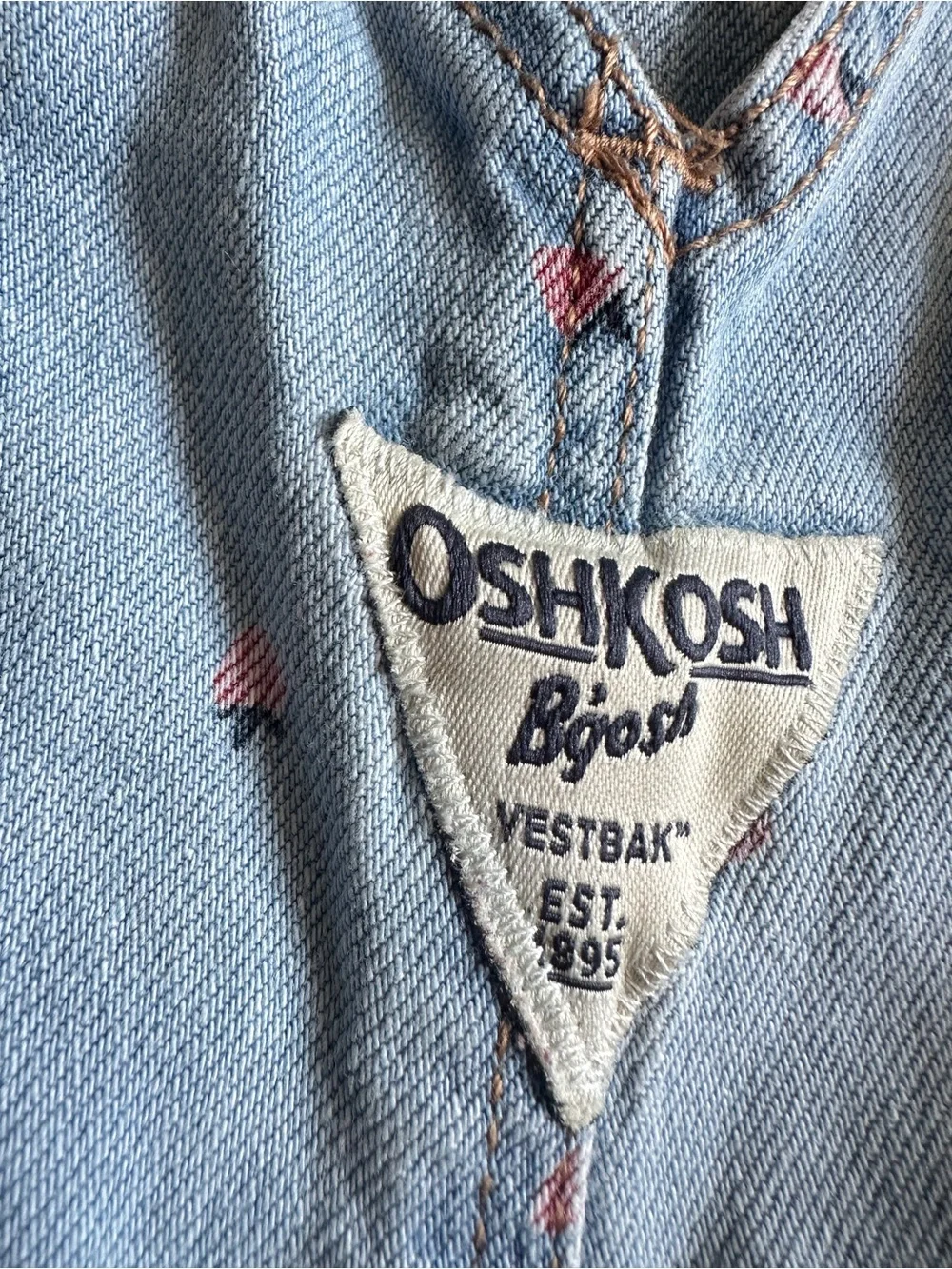 OshKosh B'gosh Light Blue Denim Shortalls with Pink Dot Accents
